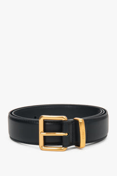 Women's Black Genuine Leather Belt with Gold-Tone Hardware Estro ER00118264.