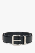 Women's Black Genuine Leather Belt with Silver Hardware Estro ER00118266.