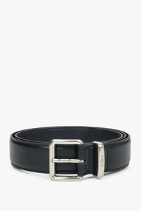 Women's Black Genuine Leather Belt with Silver Hardware Estro ER00118266.