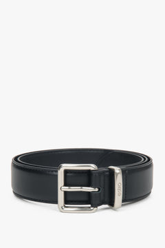 Women's Black Genuine Leather Belt with Silver Hardware Estro ER00118266.