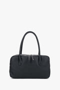 Women's Black Genuine Leather Bowling Shoulder Bag Estro ER00120882.