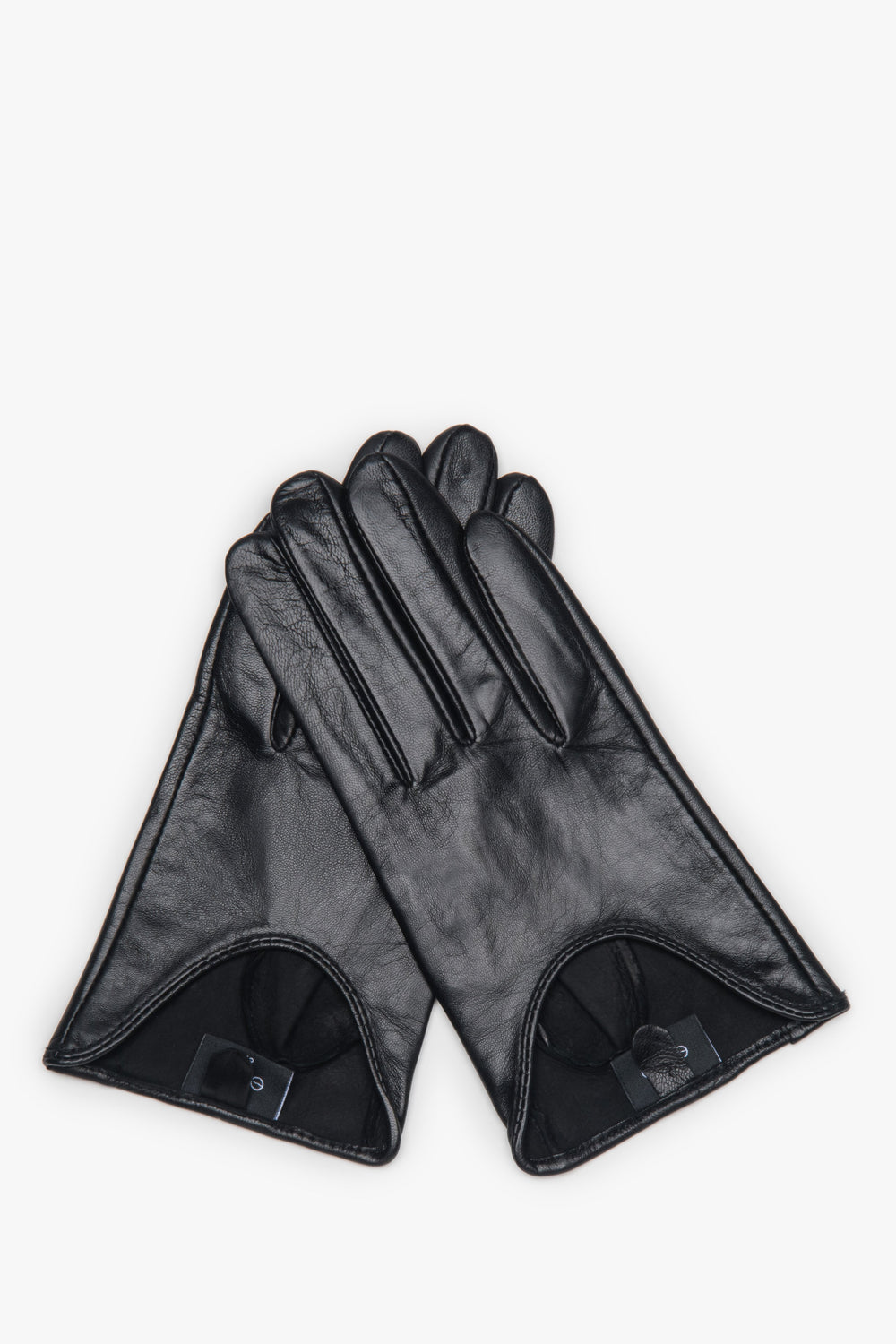 Women's Black Genuine Leather Gloves Estro ER00118426.