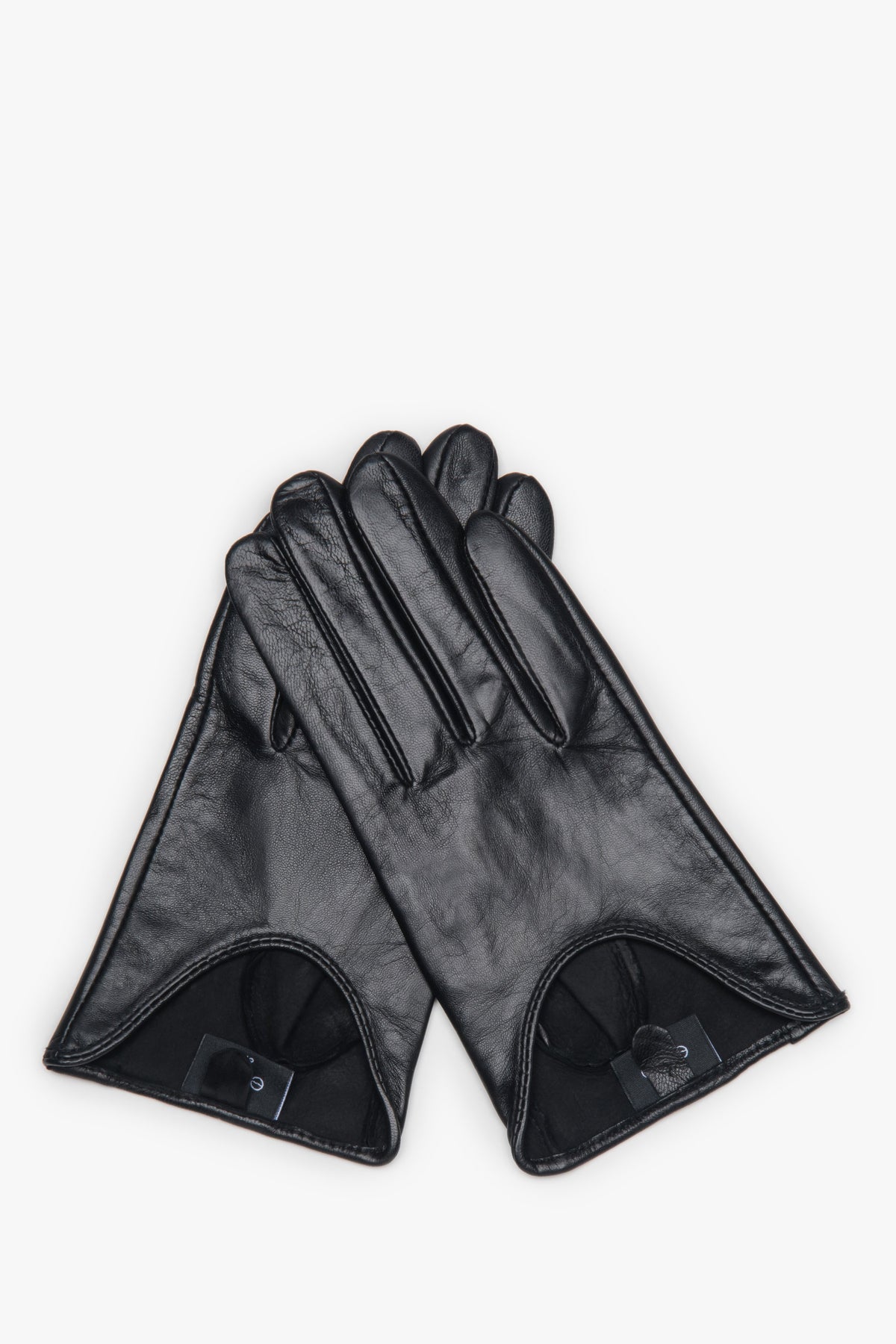 Women's Black Genuine Leather Gloves Estro ER00118426.