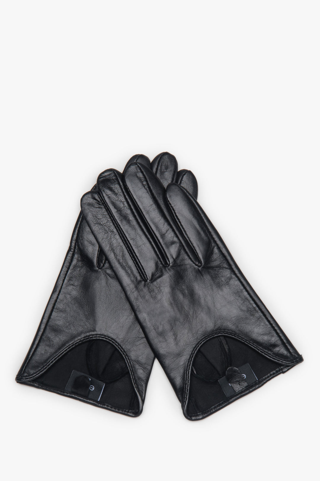 Women's Black Genuine Leather Gloves Estro ER00118426.