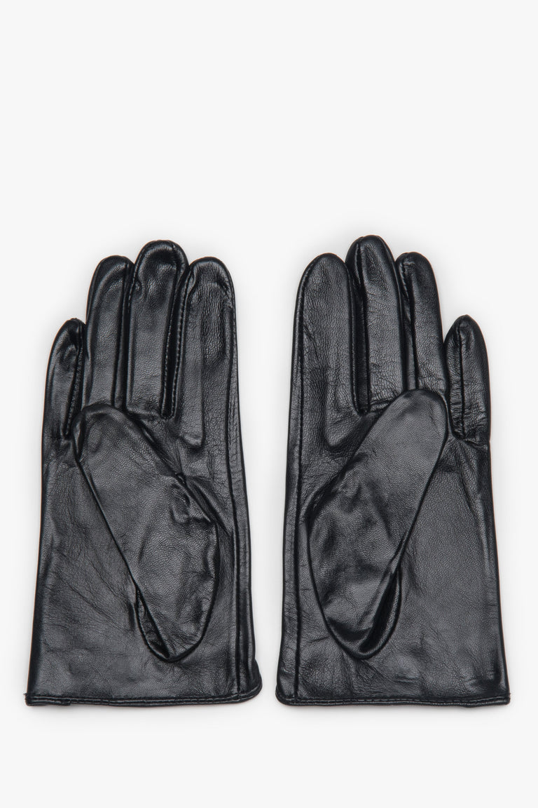 Women's black genuine leather gloves Estro ER00118426.