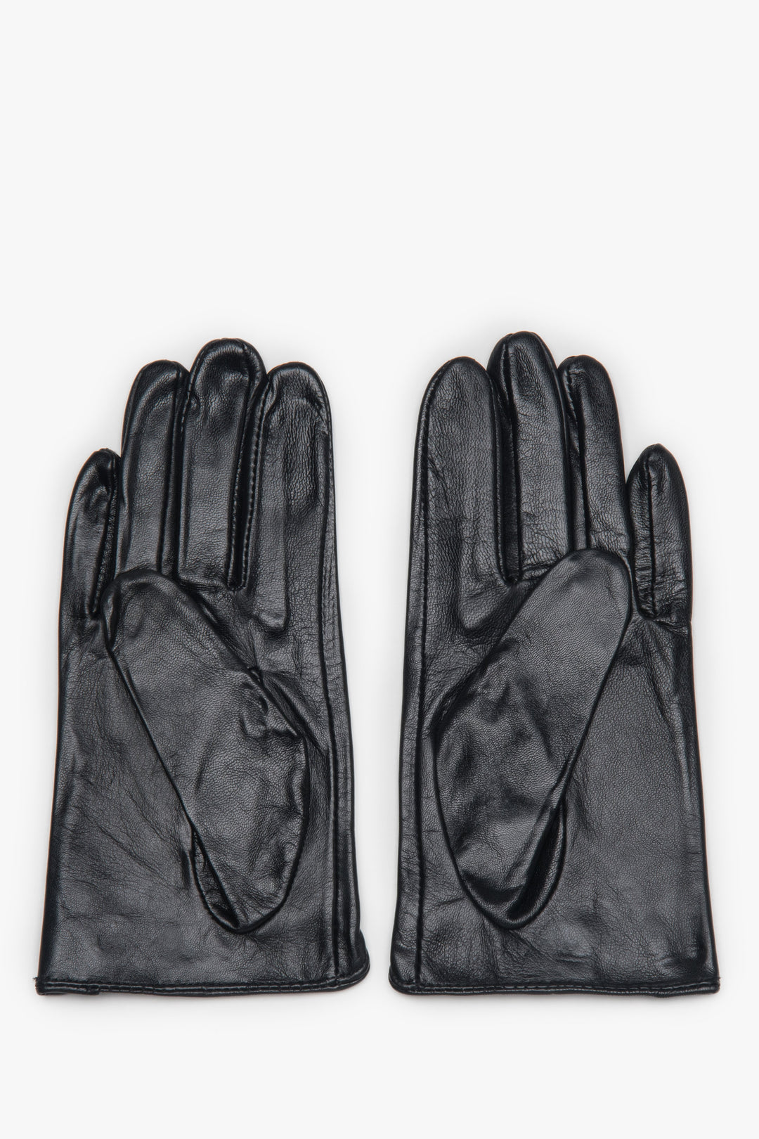 Women's black genuine leather gloves Estro ER00118426.