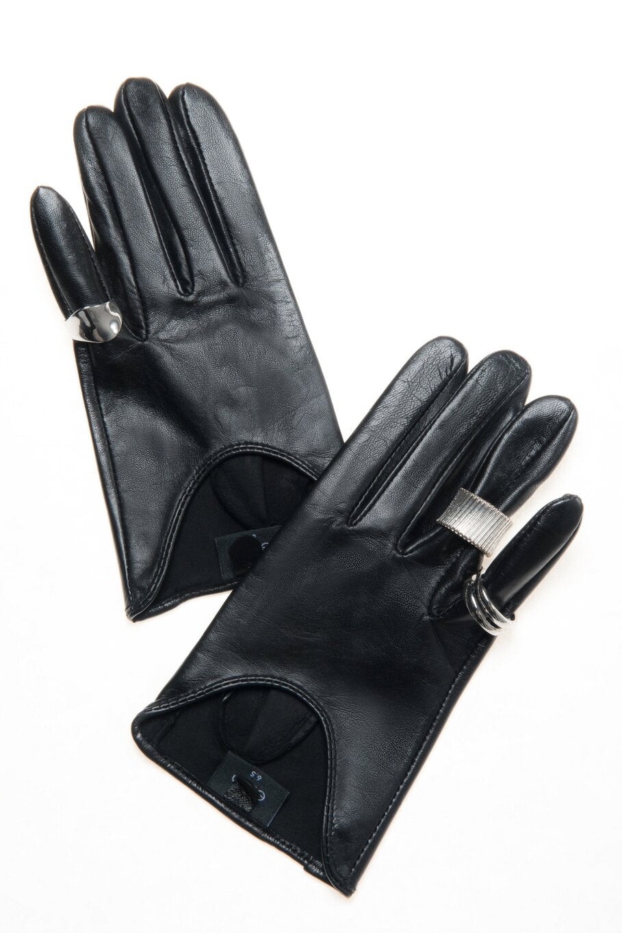Women's Black Genuine Leather Gloves Estro ER00118426