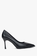 Women's Black Genuine Leather Pointed Toe Pumps Estro ER00115740.