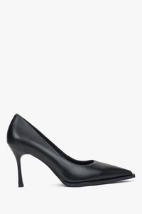 Women's Black Genuine Leather Pointed Toe Pumps Estro ER00115740.