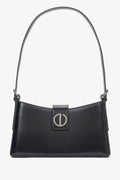 Women's Black Genuine Leather Shoulder Bag with Silver Hardware Estro ER00116631.