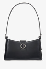 Women's Black Genuine Leather Shoulder Bag with Silver Hardware Estro ER00116631.