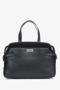 Women's Black Genuine Leather Tote Handbag Estro ER00116662.