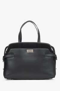Women's Black Genuine Leather Tote Handbag Estro ER00116662.