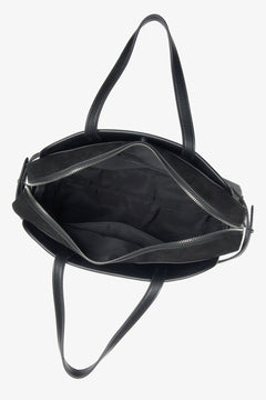 Women's black tote handbag made of genuine leather Estro.
