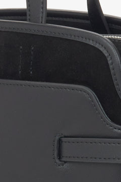 Women's black tote handbag Estro, made of genuine leather.