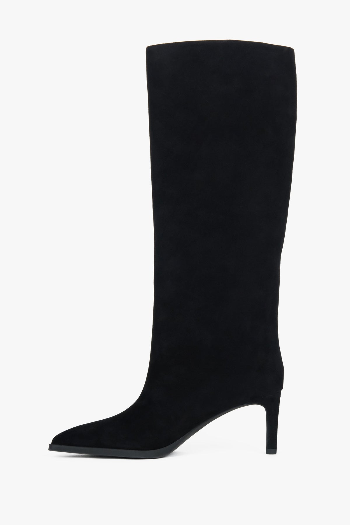 Close-up of the rich black natural velour texture and precise stitching.