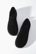 Women’s Black Genuine Velour Loafers Faux Fur Lined Estro ER00120447.