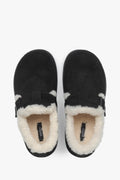 Women's Black Genuine Velour Warm Fur-Lined Loafers with Buckle Estro ER00120648.
