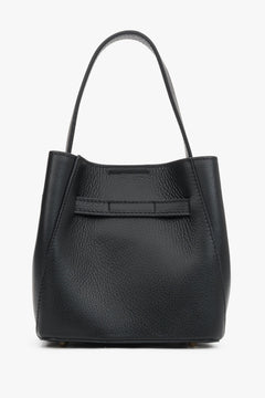 Elegant black satchel handbag made of premium Italian genuine leather.