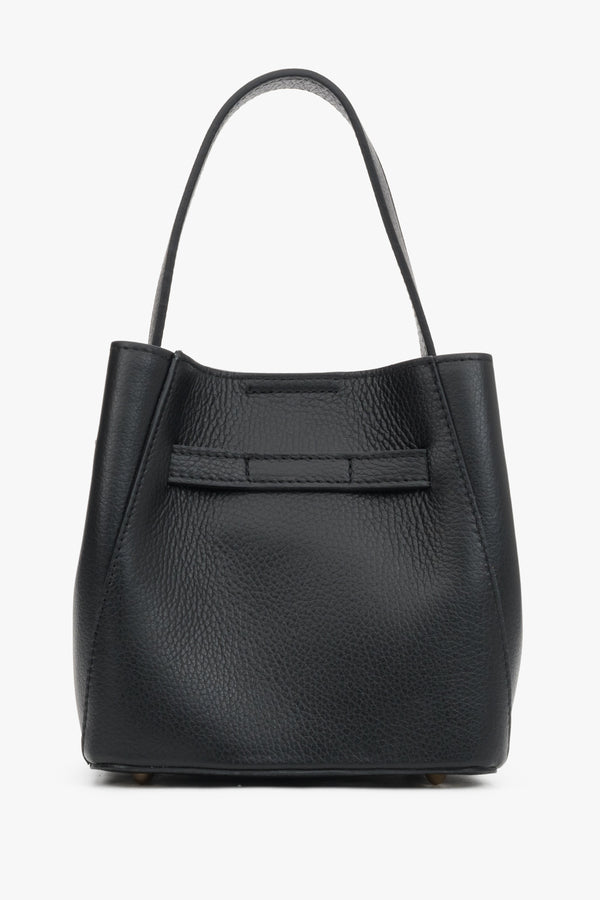 Elegant black satchel handbag made of premium Italian genuine leather.