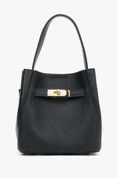 Handy black women’s satchel bag made of premium Italian genuine leather.