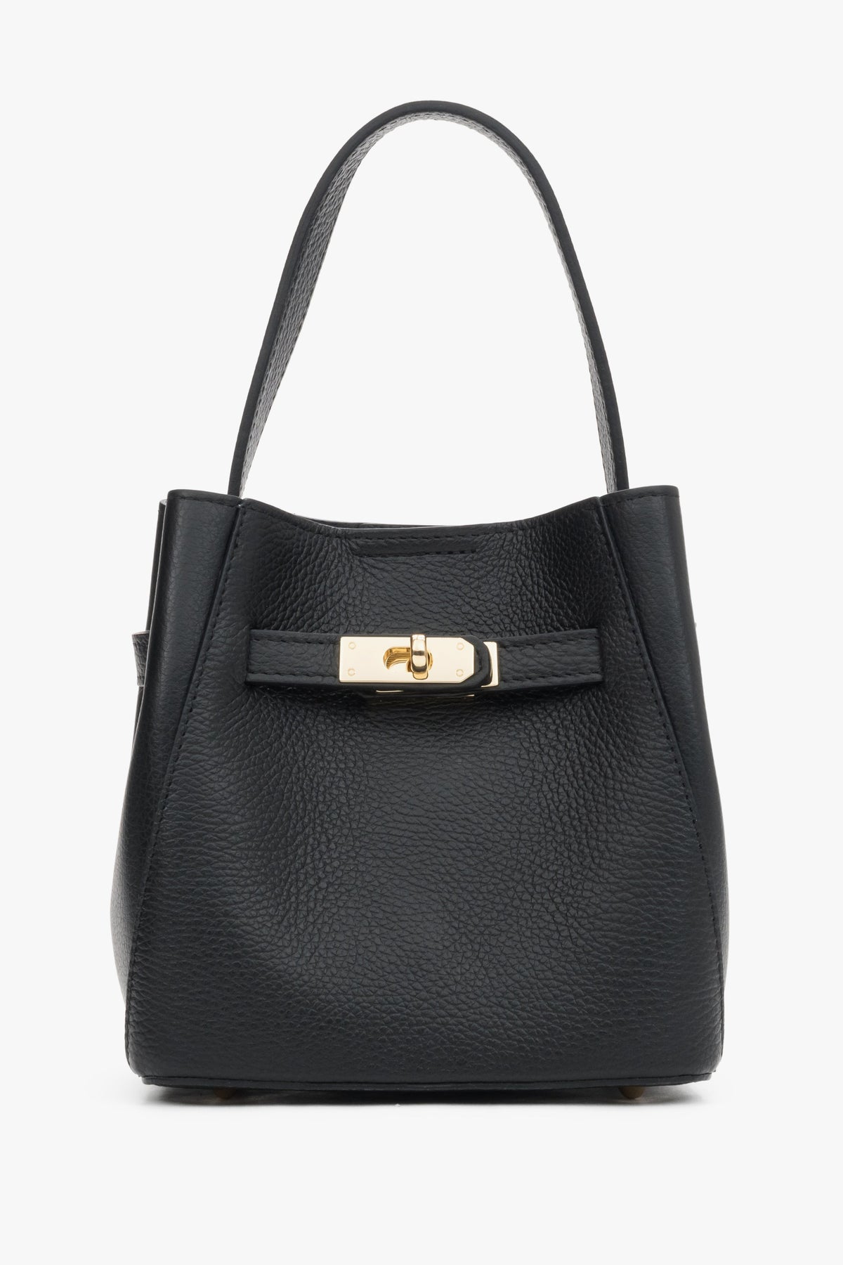 Handy black women’s satchel bag made of premium Italian genuine leather.