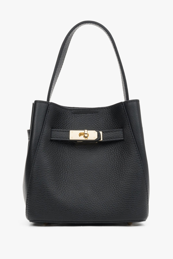 Handy black women’s satchel bag made of premium Italian genuine leather.