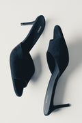 Women's black heeled mules in genuine velour by Estro
