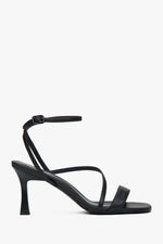 Women's Black Heeled Sandals in Genuine Leather Estro ER00117203.