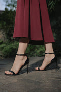 Women's Black Heeled Sandals made of Genuine Patent Leather Estro ER00116579.