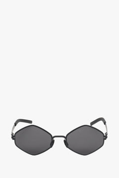 Women's Black Hexagonal Thin Frame Sunglasses Estro ER00119103.