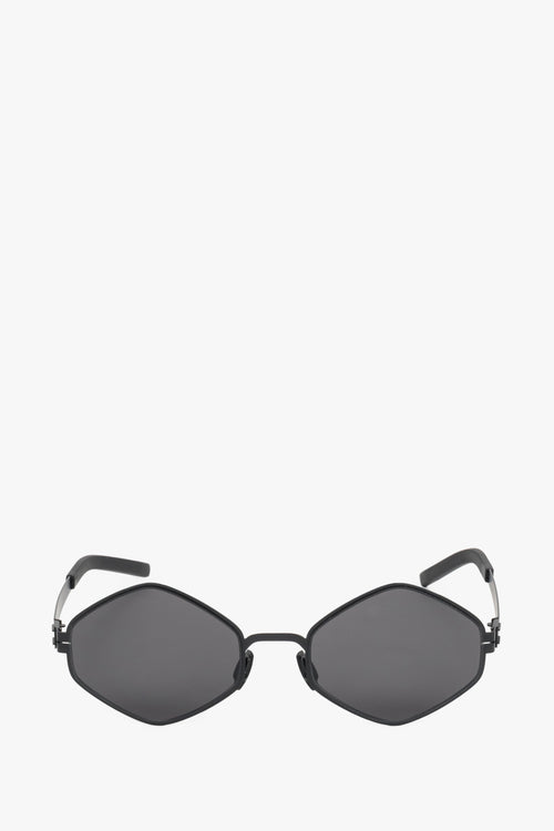 Women's Black Hexagonal Thin Frame Sunglasses Estro ER00119103.