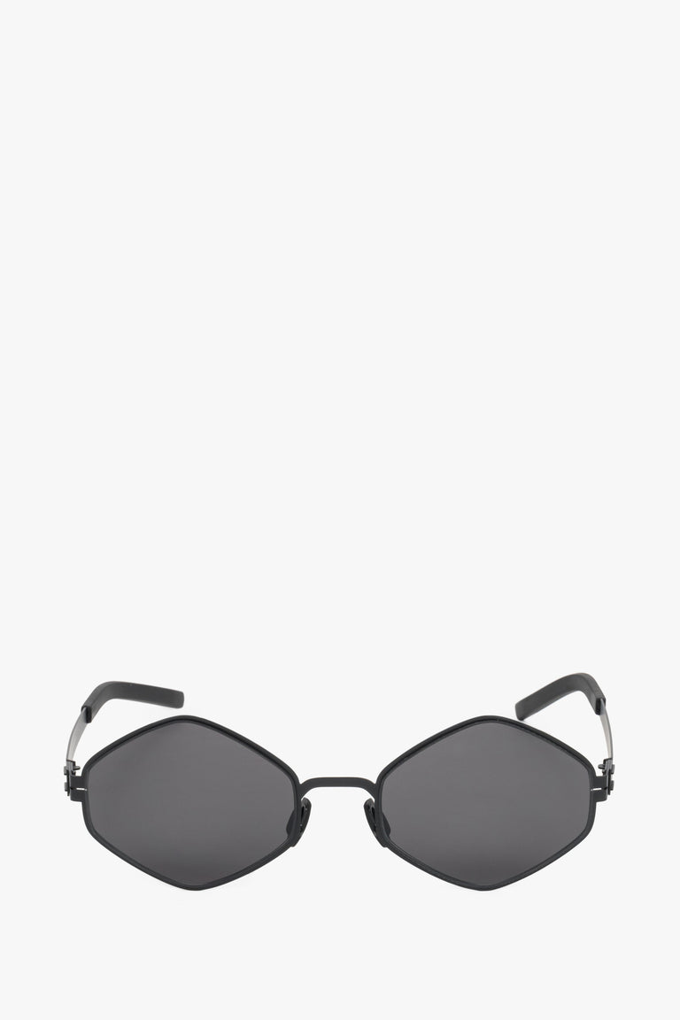 Women's Black Hexagonal Thin Frame Sunglasses Estro ER00119103.