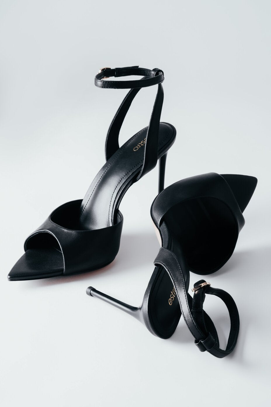 Women’s Black High Heel Sandals made of Genuine Leather Estro ER00119475