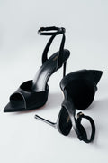 Women’s Black High Heel Sandals made of Genuine Leather Estro ER00119475