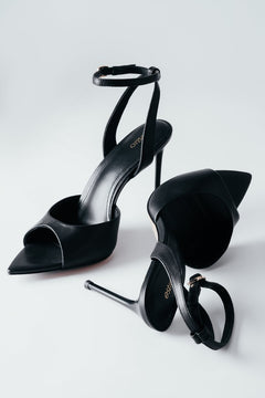 Women’s Black High Heel Sandals made of Genuine Leather Estro ER00119475