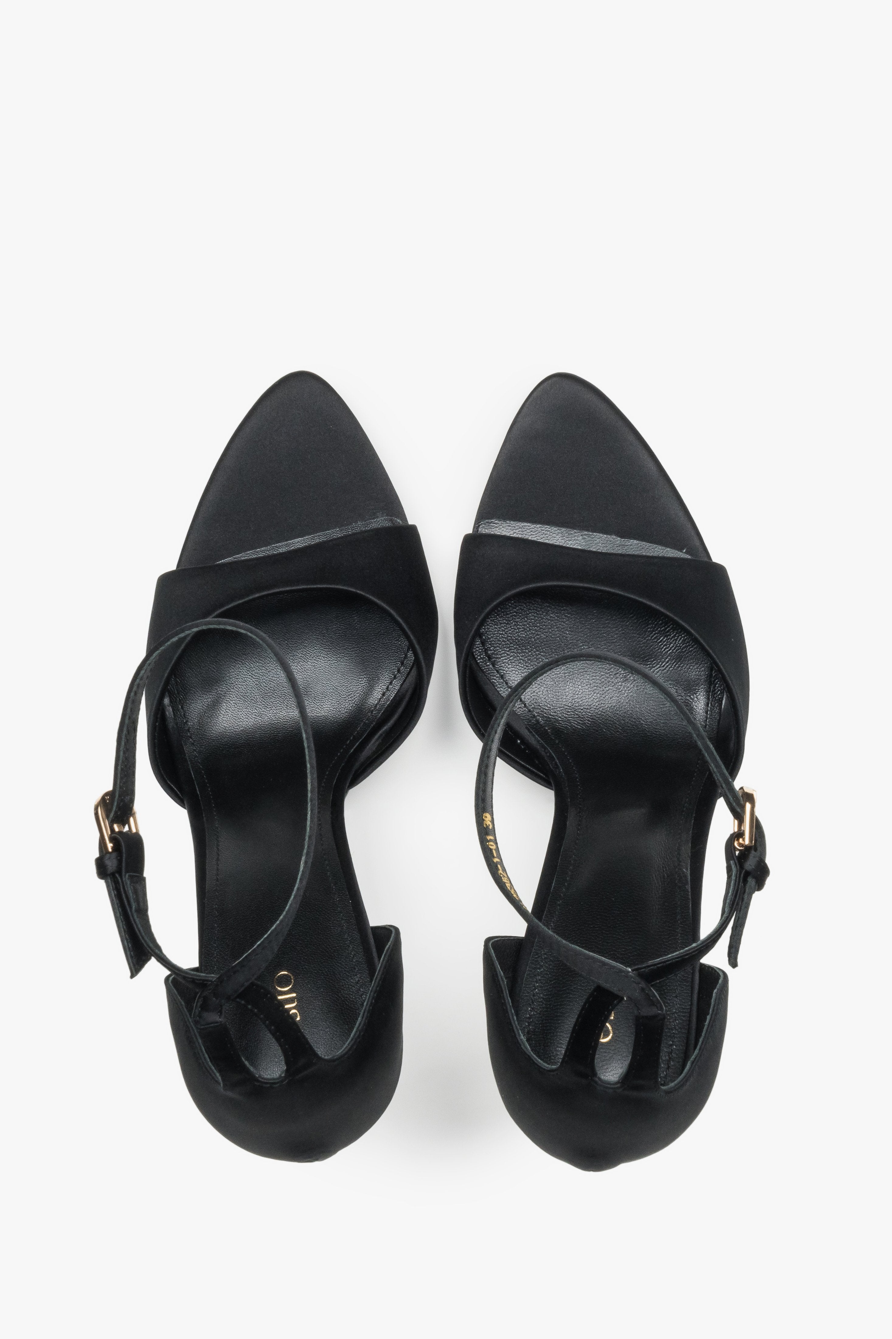 Pair of women's black high heel sandals by Estro
