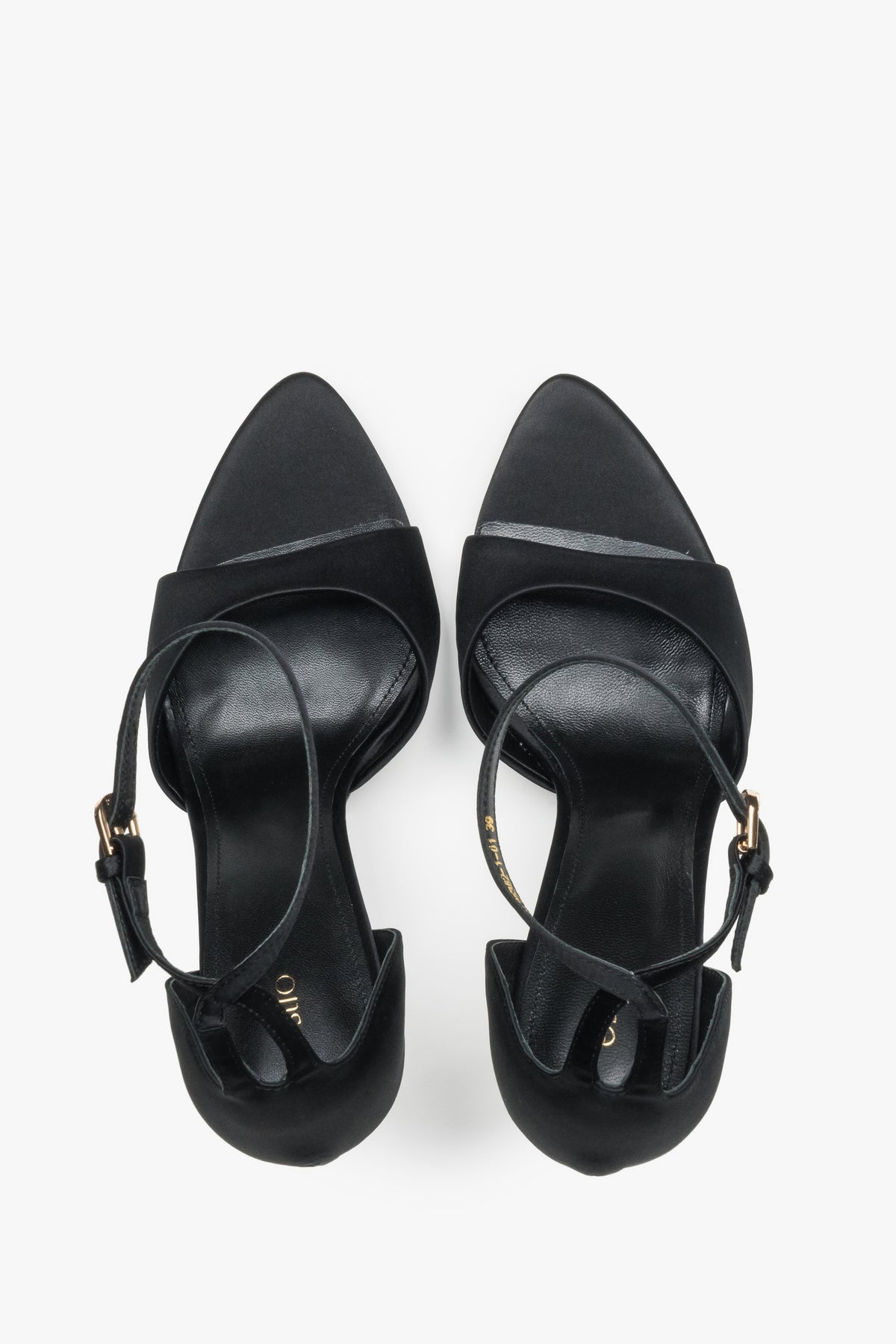 Pair of women's black high heel sandals by Estro