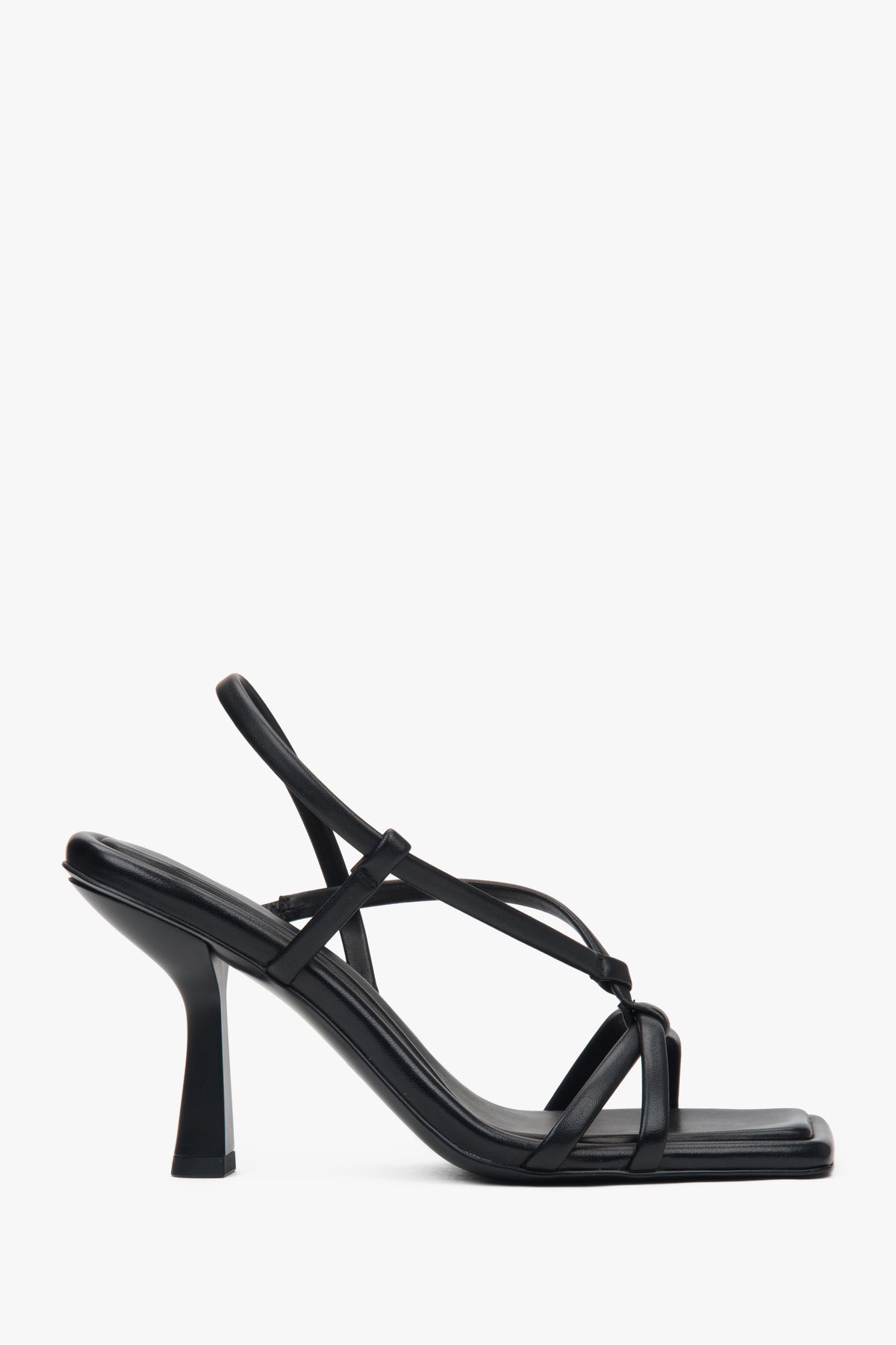 Women’s Black High-Heeled Sandals in Genuine Leather Estro ER00116895.