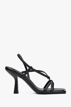 Women’s Black High-Heeled Sandals in Genuine Leather Estro ER00116895.