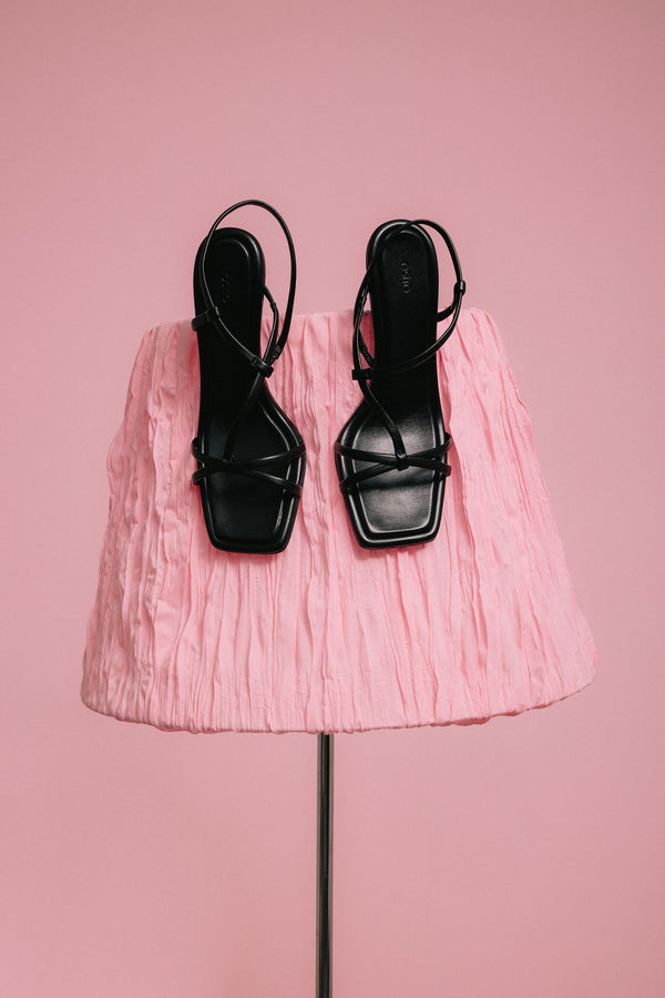 Women’s Black High-Heeled Sandals in Genuine Leather Estro ER00116895.