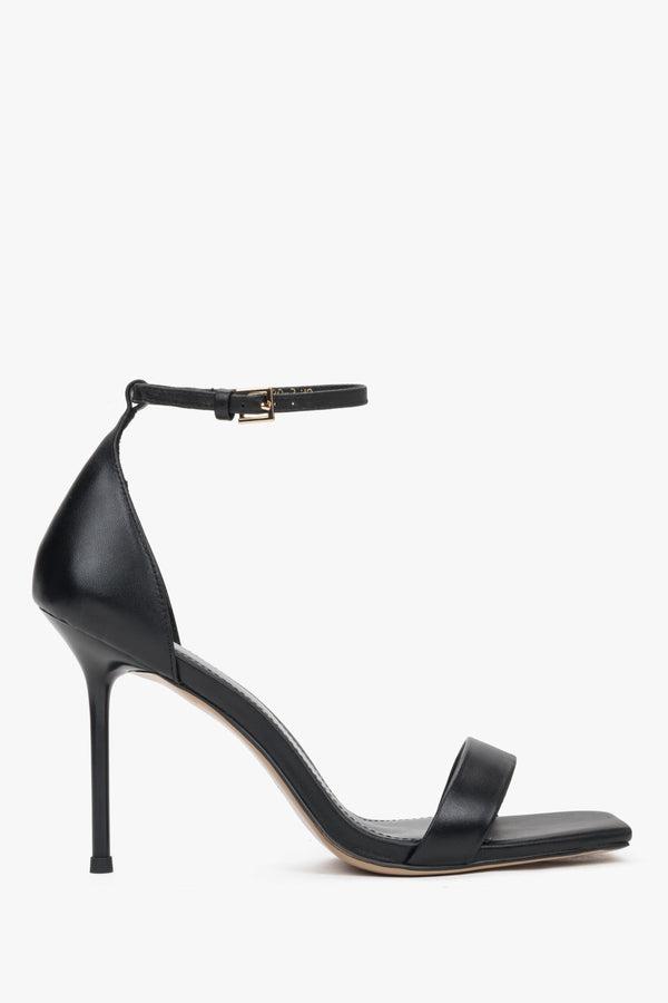 Women’s Black High-Heeled Sandals made of Genuine Leather Estro ER00119739.