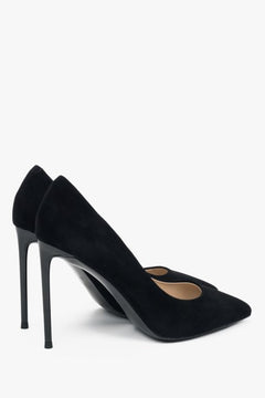 Women's black natural velour stilettos with a high heel.