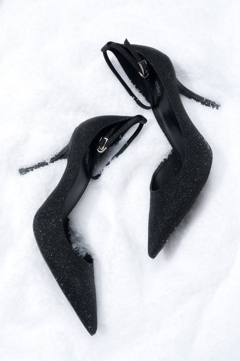 Women’s Black High Stiletto Heels with Ankle Buckle Estro ER00118468.