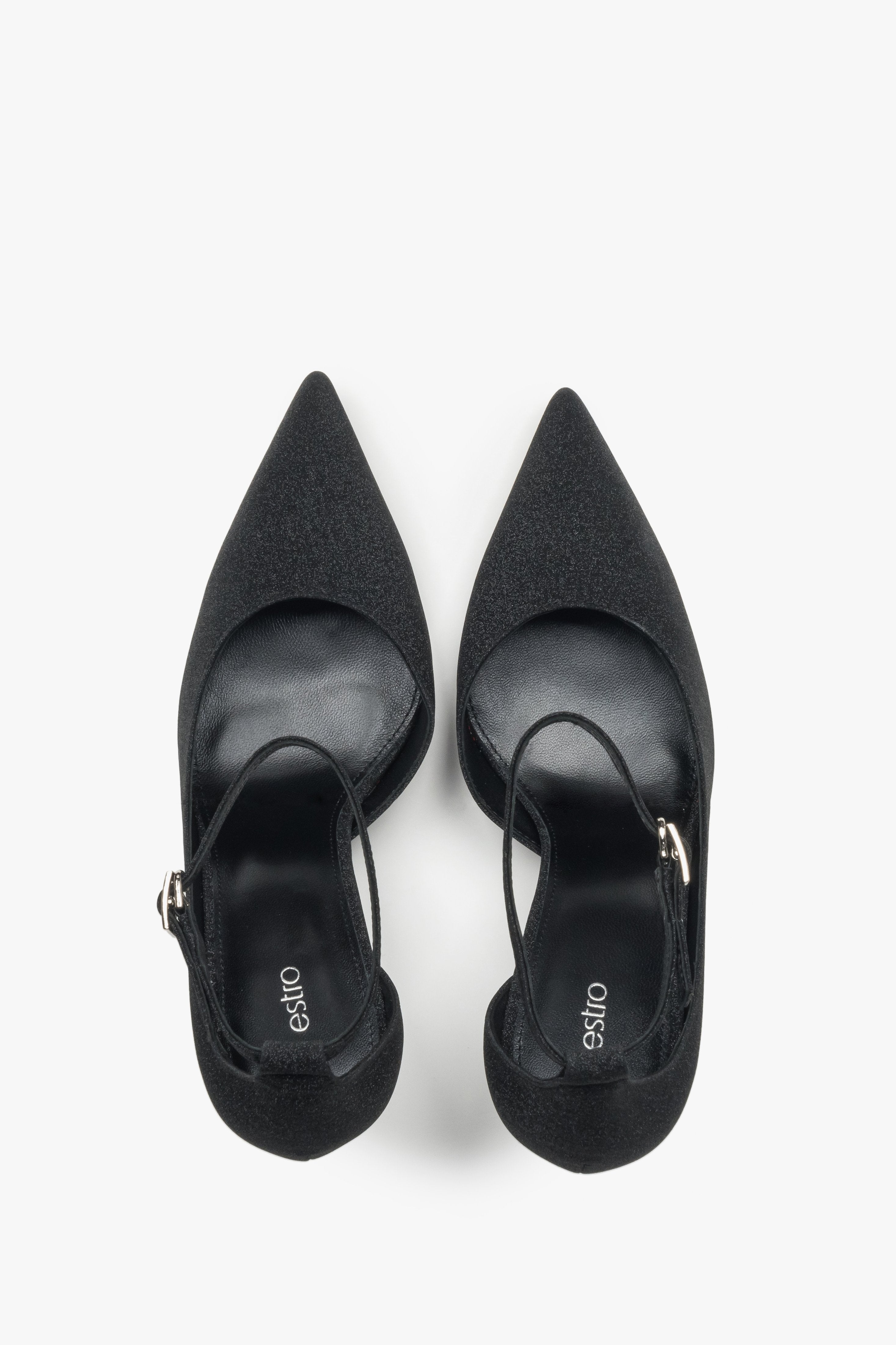 Black women’s high-heeled shoes Estro, with a buckle.