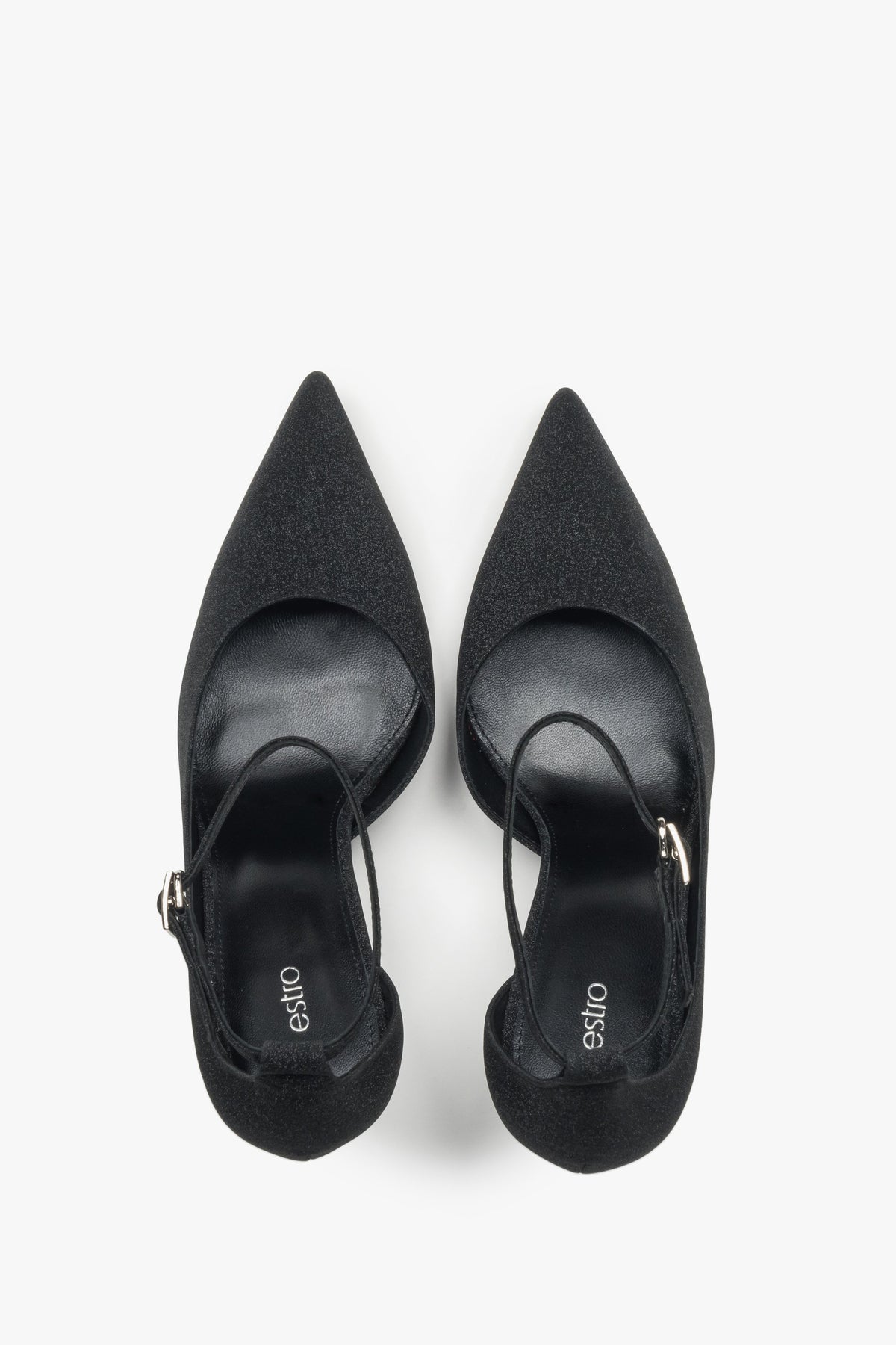 Black women’s high-heeled shoes Estro, with a buckle.