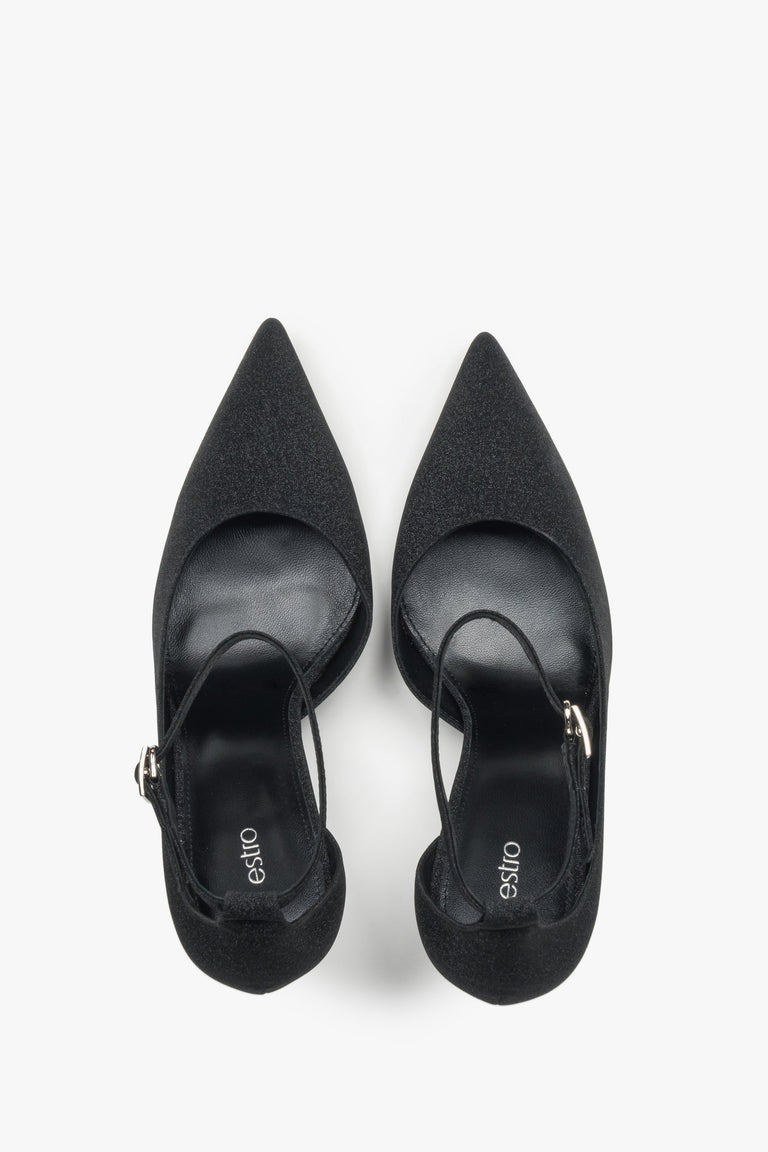 Black women’s high-heeled shoes Estro, with a buckle.
