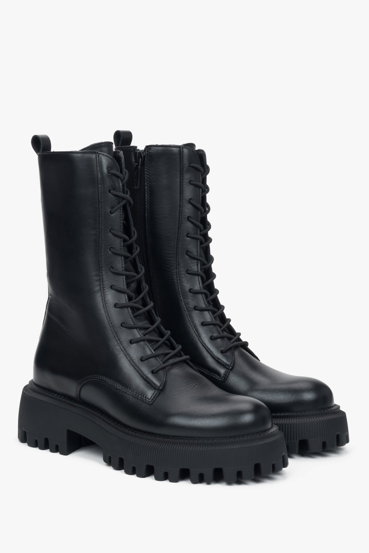 Sleek black high-top ankle boots from Estro, crafted in premium Italian leather for timeless elegance.