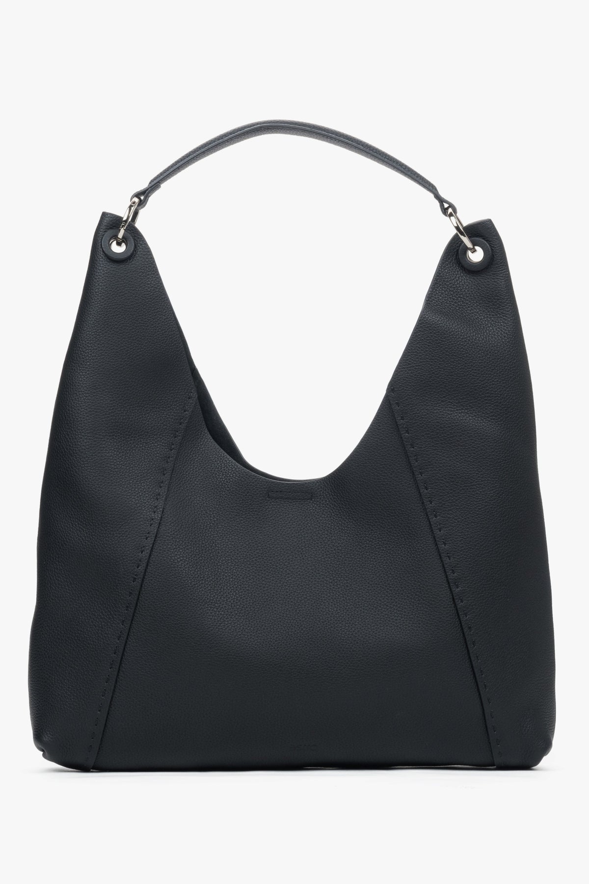 Women's Spacious Black Hobo Bag in Genuine Leather Estro ER00118913.