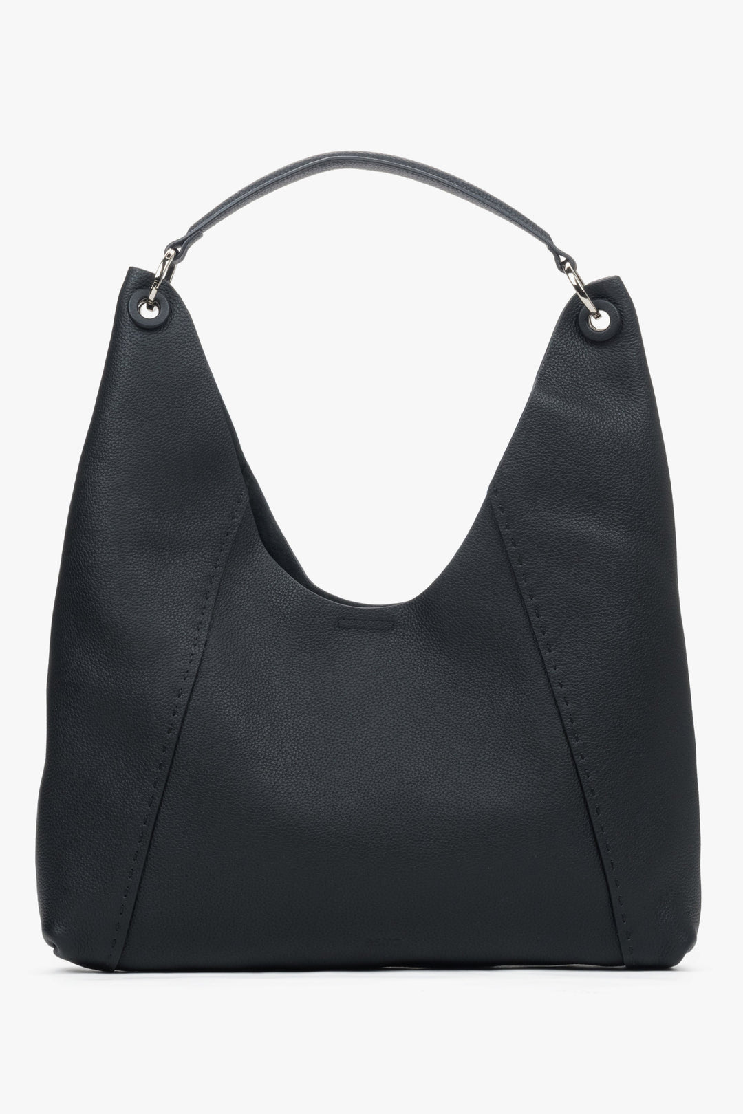 Women's Spacious Black Hobo Bag in Genuine Leather Estro ER00118913.